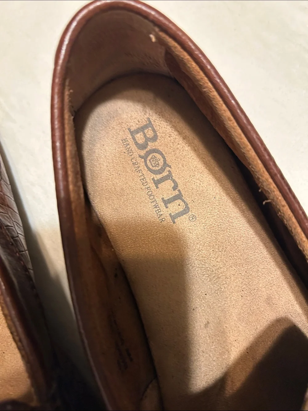 Born Men’s Dark Brown Croc-Embossed Leather Slip-On Loafers